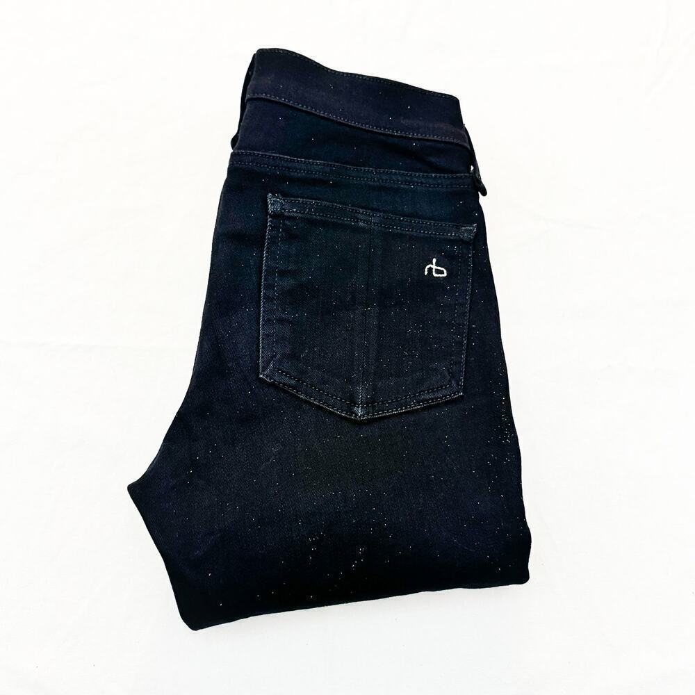 Rag & Bone Skinny Two Toned Textured Denim Jeans Coal Size 25